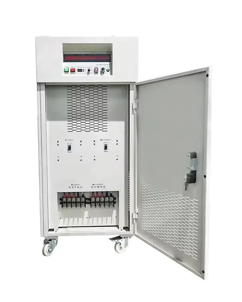 Variable Frequency Converter Voltage Power Supply Output Voltage 0V-520V Adjustable (0V-1000V Can Customized) Output Frequency 40Hz-499.9Hz (20Hz-1000Hz Can Customized) 6KVA-500KVA 4